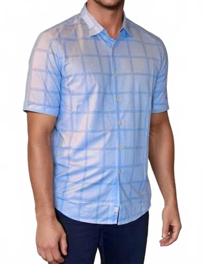 Buki Montauk Check Short Sleeve Tech Shirt In Tokyo Blue