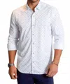 Buki Newport Ditsy Long Sleeve Tech Shirt In Sky Grey In White