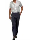 Buki Pleated Wool Trouser Pants In Navy Plaid In Blue