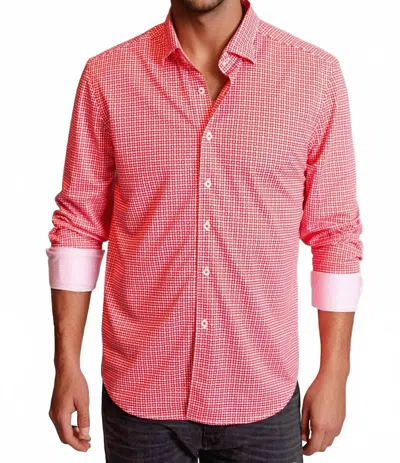 Buki Swiss Check Long Sleeve Tech Shirt In Red / White In Pink