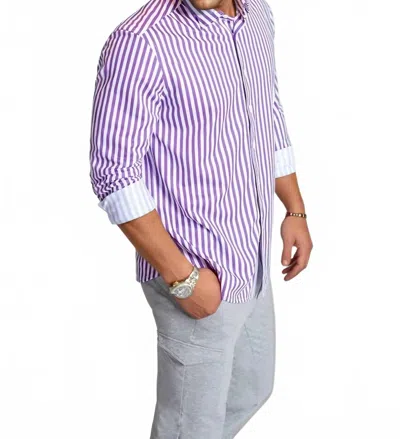 Buki The Go Big Stripe Long Sleeve Tech Shirt In Grape In Purple