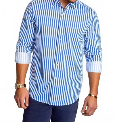 Buki The Go Big Stripe Long Sleeve Tech Shirt In Royal Blue