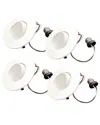 Bulbrite Pack Of 4-4in Integrated Led Recessed Adjustable Light Kit With Gimbal