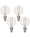 Bulbrite Pack Of (4)2.5watt Dimmable Clear Filament Candelabra(e12)led Light Bulb