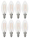 Bulbrite Pack Of (8) 4 Watt Dimmable Clear Filament B11 Candelabra (e12) Led Bulb