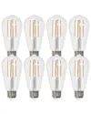 Bulbrite Pack Of (8) 7 Watt Dimmable Clear Filament St18 Medium (e26) Led Bulb