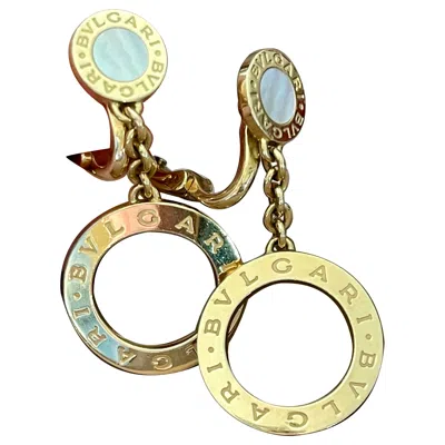 Pre-owned Bulgari 18 K Yellow Gold  Drop Earrings Mother Of Pearl