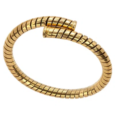 Pre-owned Bulgari 18 Karat Yellow Gold Tubogas Coil Cuff Bracelet