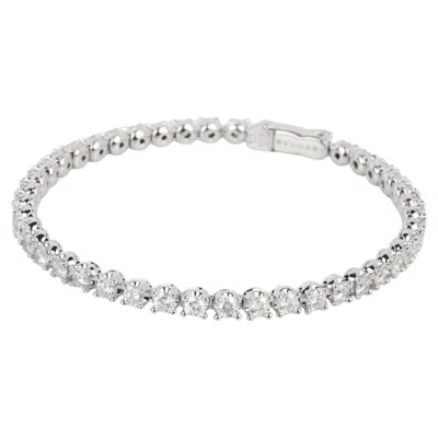 Pre-owned Bulgari 18ct White Gold Round Brilliant Cut Diamond Corona Tennis Bracelet
