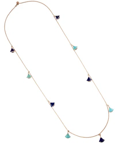Pre-owned Bulgari 18k 0.19 Ct. Tw. Diamond & Gemstone Divas Dream Necklace (authentic Pre-loved) In Multi