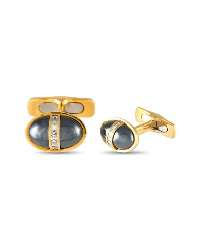 Bulgari 18k 0.30 Ct. Tw. Diamond & Hematite Cufflinks (authentic )