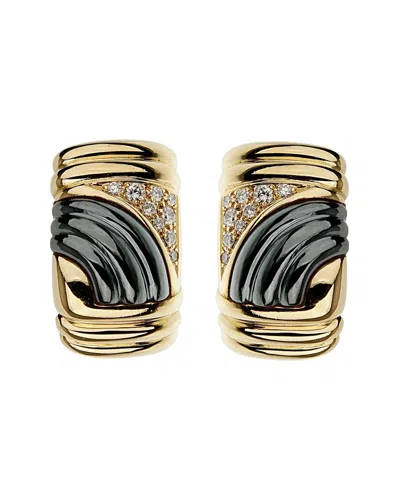 Pre-owned Bulgari 18k 0.36 Ct. Tw. Diamond Parentesi Earrings (authentic Pre-loved) In Gold
