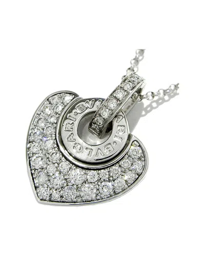 Pre-owned Bulgari 18k 1.00 Ct. Tw. Diamond Heart Necklace (authentic Pre-loved) In Silver