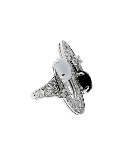 Bulgari 18k Diamond & Gemstone Elisia Cocktail Ring (authentic Pre-loved) In Silver