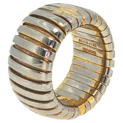 Pre-owned Bulgari 18k Gold And Steel Tugogas Ring In Multiple