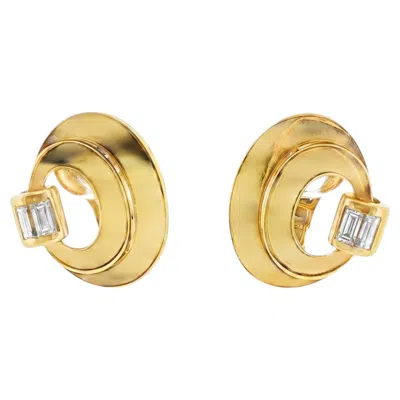 Pre-owned Bulgari 18k Gold  Elliptic Diamond Earrings In Multi