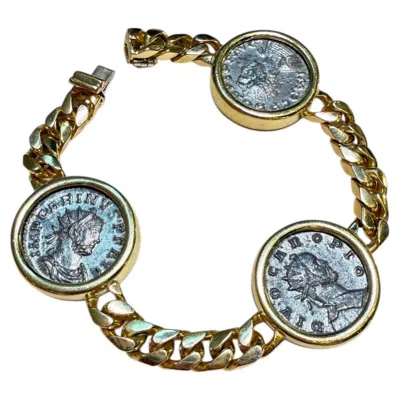 Pre-owned Bulgari 18k Gold Monete Bracelet With Ancient Coins, Italy Circa 1990 In Multi