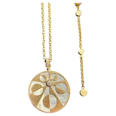 Pre-owned Bulgari 18k Gold, Mother Of Pearl And Diamond Pendant, Circa 2000 In Multi