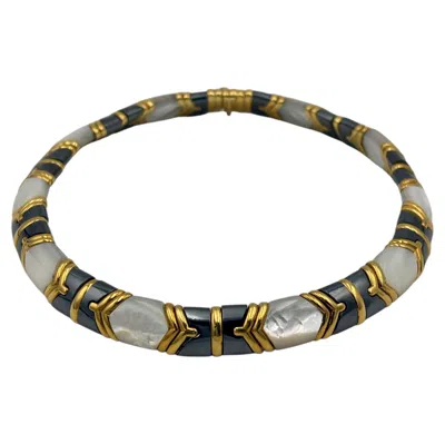 Pre-owned Bulgari 18k Gold, Mother Of Pearl And Hematite Choker, Circa 1980 In Multi