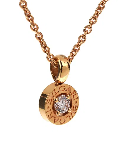 Pre-owned Bulgari 18k Rose Gold 0.25 Ct. Tw. Diamond Solitaire Necklace (authentic Pre-loved)
