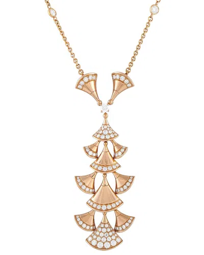 Pre-owned Bulgari 18k Rose Gold 1.70 Ct. Tw. Diamond Necklace (authentic Pre-loved)