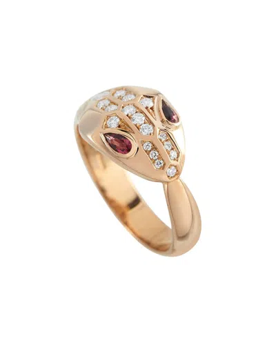Pre-owned Bulgari 18k Rose Gold Tourmaline Ring (authentic Pre-loved)