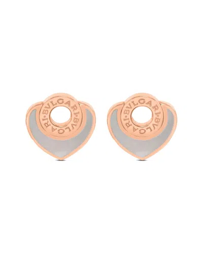 Bulgari 18k Rose Gold White Chalcedony Earrings In Beige