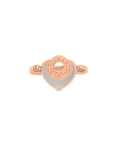 Bulgari 18k Rose Gold White Chalcedony Ring In Pink