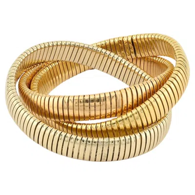 Pre-owned Bulgari 18k Three Tone Gold Tubogas Coiled Bracelet In Multiple