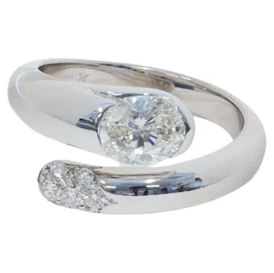 Pre-owned Bulgari 18k White Gold And Diamond Bypass Ring 0.86ctw