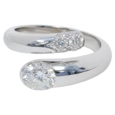 Pre-owned Bulgari 18k White Gold Oval And Round Diamond Bypass Ring
