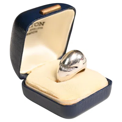 Pre-owned Bulgari 18k White Gold Ring. Half Moon Round Cut Diamond Dome Ring 1965 Bvlgari