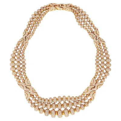 Pre-owned Bulgari 18k Yellow Gold 3-row Diamond Celtaura Necklace