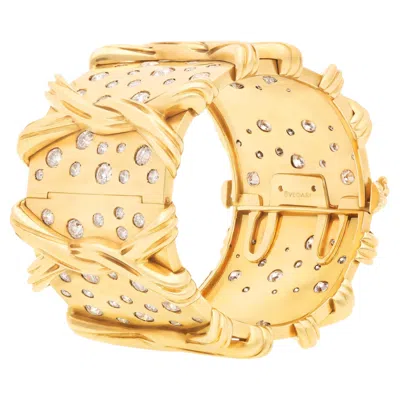 Pre-owned Bulgari 18k Yellow Gold And Diamond Cuff