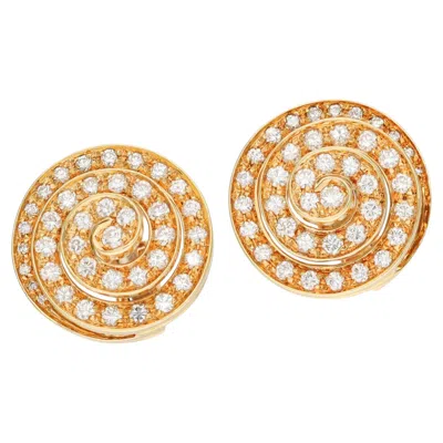 Pre-owned Bulgari 18k Yellow Gold Diamond Spiral Ear Clips