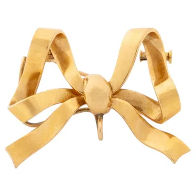 Pre-owned Bulgari 18k Yellow Gold Ribbon Bow Brooch Pendant, Italy, 20th Century