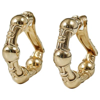 Pre-owned Bulgari 18k Yellow Gold Vintage Hoop Earrings, Italy, Circa 1989