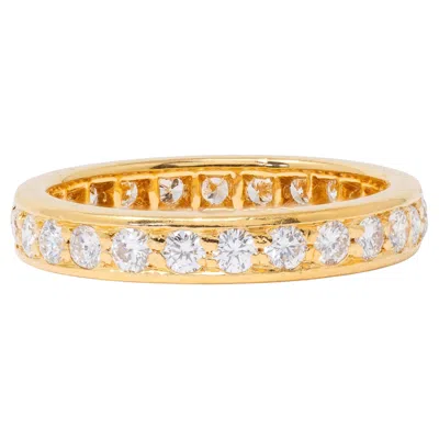 Pre-owned Bulgari 1970's Round Diamond 18 Karat Yellow Gold Vintage Eternity Band Ring