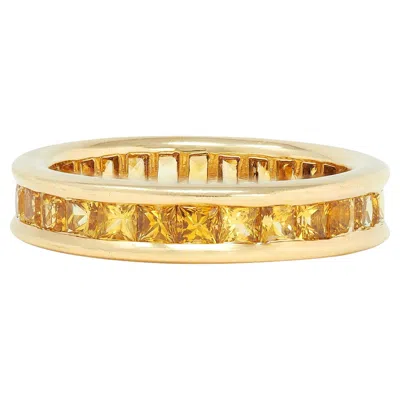 Pre-owned Bulgari 1980's Yellow Sapphire 18k Yellow Gold Vintage Eternity Band Ring