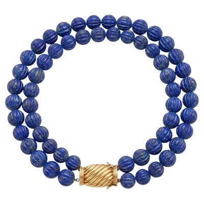 Pre-owned Bulgari 1980s  Lapis Lazuli Bead Necklace In Multi