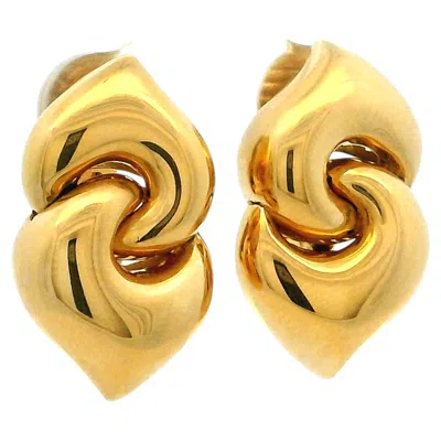 Pre-owned Bulgari 1980s Puffy Gancio Link 18k Yellow Gold Earrings
