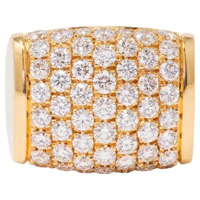 Pre-owned Bulgari 1990's Diamond 18 Karat Yellow Gold Vintage Tronchetto Cluster Ring