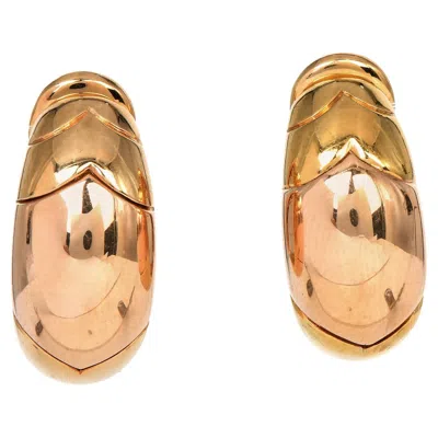 Pre-owned Bulgari 1990s Bvlgari 18k Gold High Polished Clip On Earrings In Multi