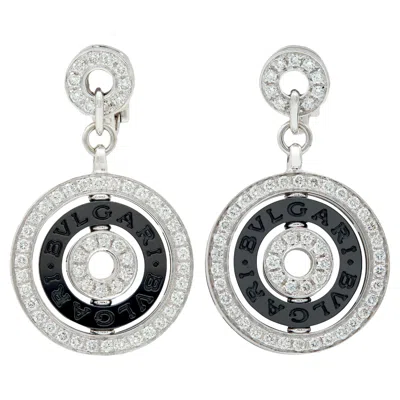 Pre-owned Bulgari 2000's Diamond Ceramic 18 Karat White Gold Cerchi Astrale Drop Earrings