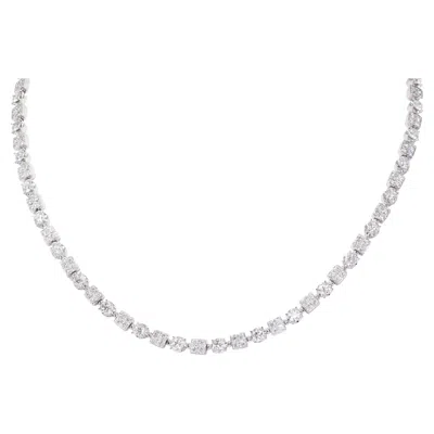 Pre-owned Bulgari 2014 8.40 Ctw Diamond 18 Karat White Gold Lucea Tennis Necklace