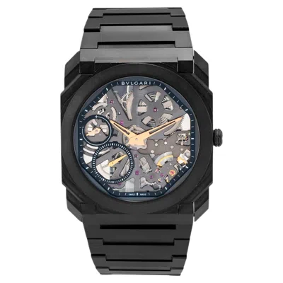 Pre-owned Bulgari 2021 Bvlgari Octo Finissimo 40mm 103010 Titanium Black Ceramic Skeleton Watch