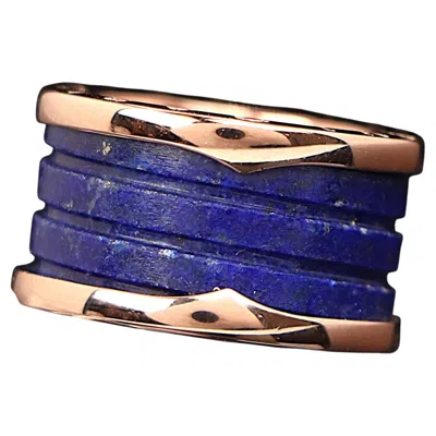 Pre-owned Bulgari 26451 Bvlgari  B.zero1 18k Rose Gold 12mm Lapis Lazuli 4 Row Band #51 In Red