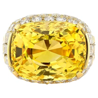Pre-owned Bulgari 31.39ct Ceylon No-heat Yellow Sapphire Diamond Ring, 1970s