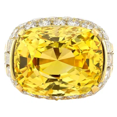 Pre-owned Bulgari 31.39ct Ceylon Yellow Sapphire Diamond Ring Spectra Fine Jewelry