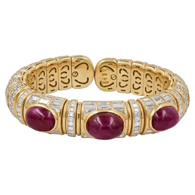 Pre-owned Bulgari 33.86 Ct Ruby & Diamond Bracelet In 18k Gold � Signed Estate In Multiple